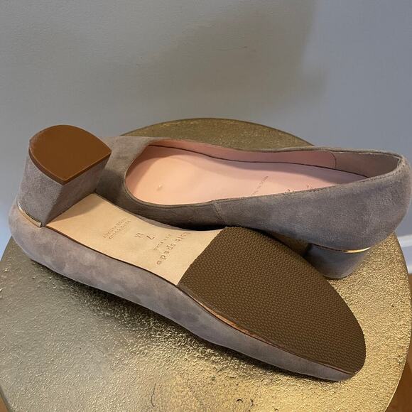 Kate Spade New York Dolores Suede Block Heel Pumps | Gray Neutral Taupe, 7M - Picture 8 of 10